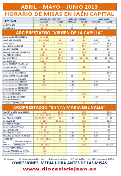 Horario de Misas