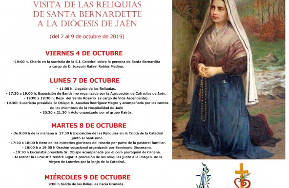 Las reliquias de Santa Bernadette de Soubirous llegarán a Jaén el 7 de octubre