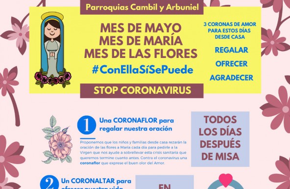 Mes de María en Cambil y Arbuniel: Contra el coronavirus ofrezcamos nuestras coronaflores, coronaltares y coronacruces a María