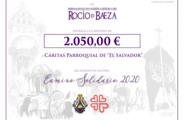 La Hermandad del Rocío de Baeza entrega lo recaudado en el Camino Solidario 2020 Cáritas Parroquial de El Salvador